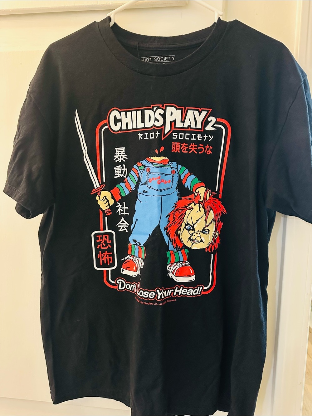 riot society Black Child's Play 2 Graphic Tee with Red, Blue & Green Artwork